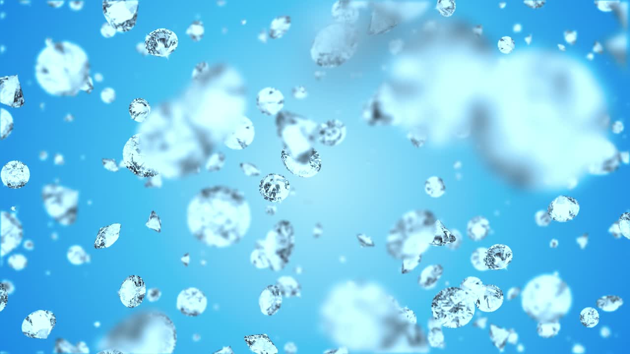 Falling Diamonds on Blue and Green Background