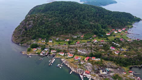 flyover the magnificent island view of lilla brattön,sweden - aerial shot