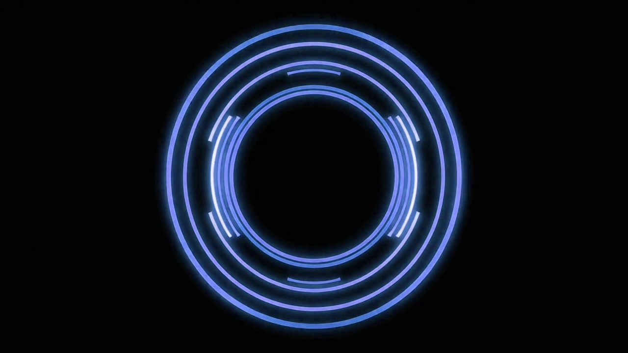 Abstract Blue Glowing Circular Loading Animation on Black Background