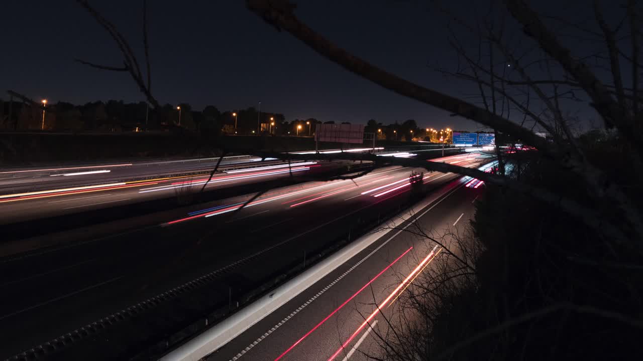 Night Highway Traffic Light Trails