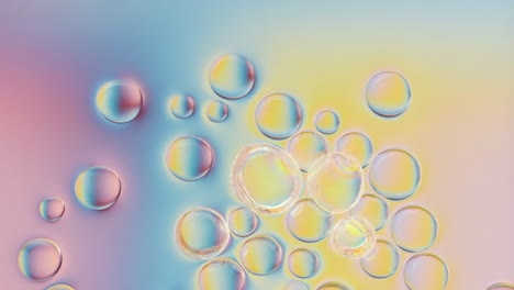 iridescent bubbles on a colorful gradient background