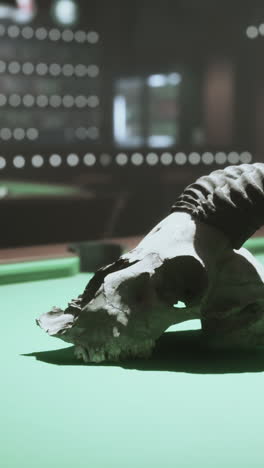 ram skull on a pool table