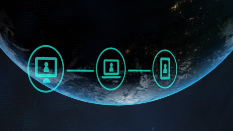 animation of network of digital icons over globe