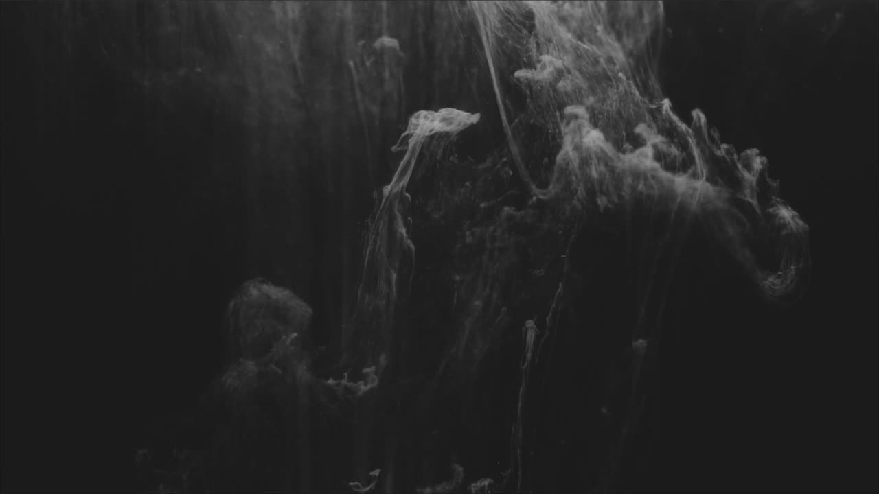 Ethereal White Ink Cloud Dissolving in Dark Fluid