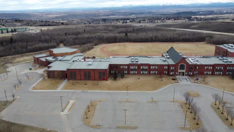 Aerial-view-of-a-large-private-school-in-Calgary-and-surrounding-area