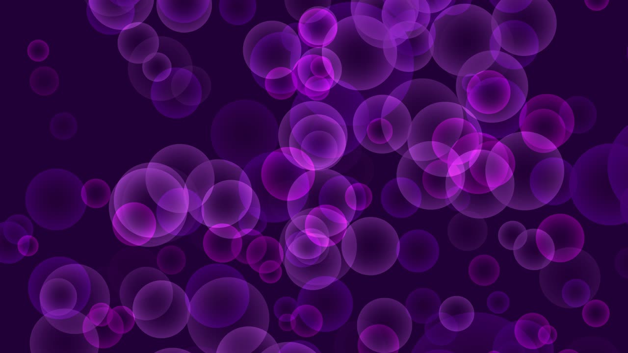 Blur violet purple bubbles multi size and triangle flying motion background