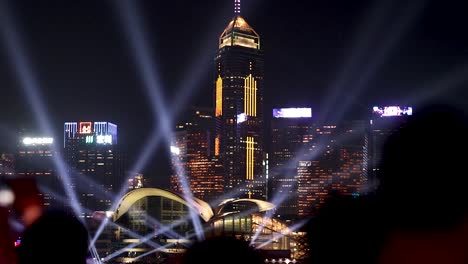 colorful light show on hong kong skyscrapers