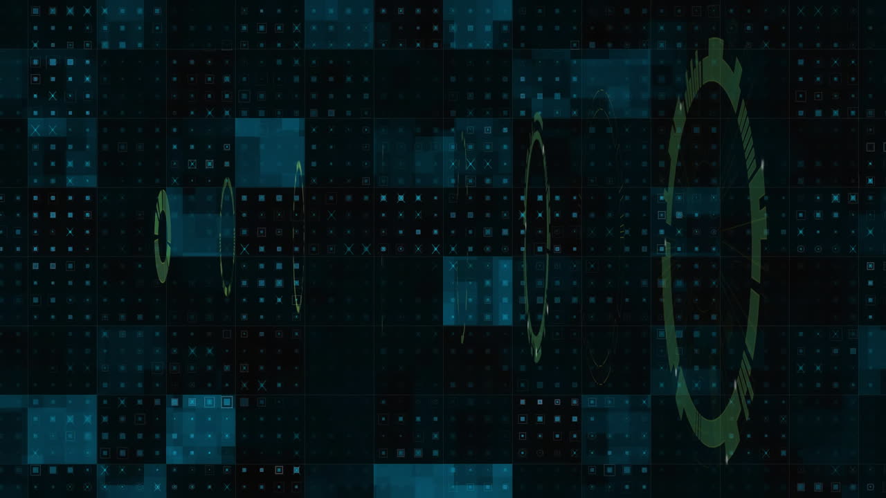 Animation of geometric patterns and circular elements for digital data processing