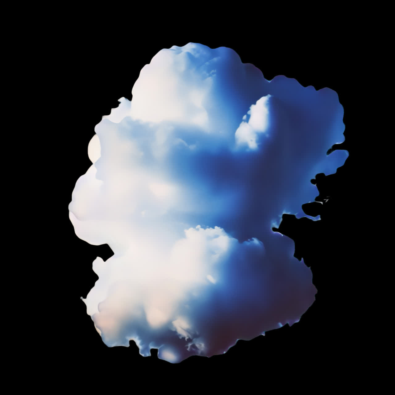 Blue cloud animation isolated asset, transparent 4K video, alpha channel, ProRes 4444