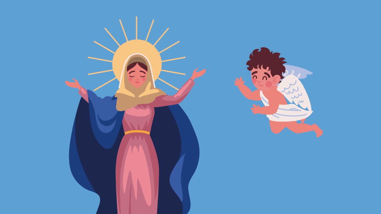 maría virgen con traje rosado