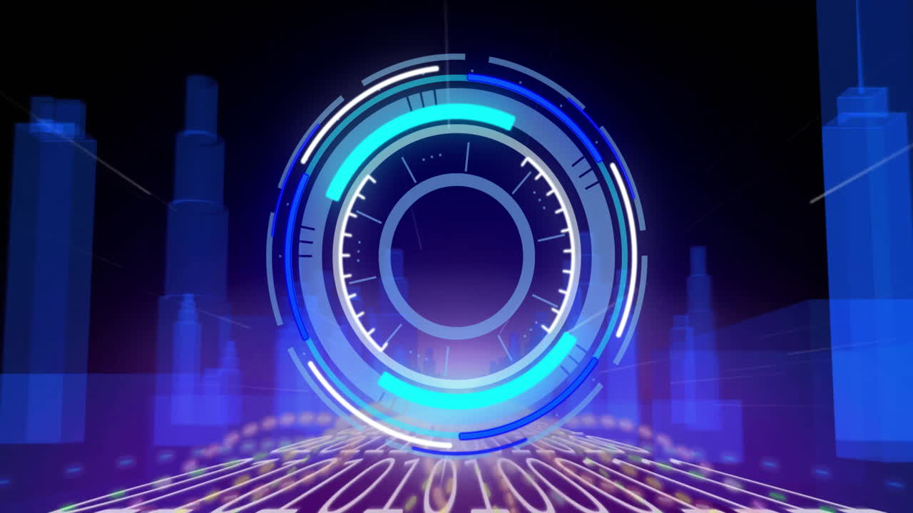 검은색 배경에 스 스캔과 이진 코딩의 애니메이션