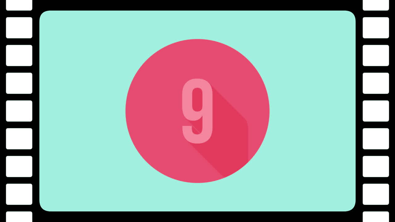 Motion blue digital film countdown in modern style 9