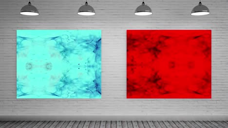 blue and red canvas at art gallery