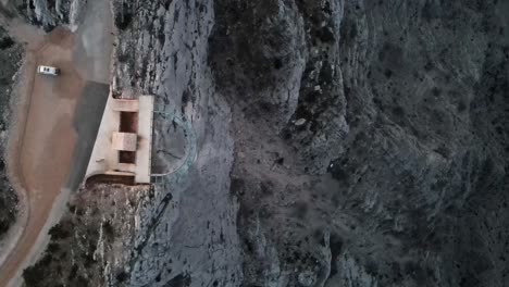 ascending flight view of glass observation deck on cliff, skywalk biokovo, croatia