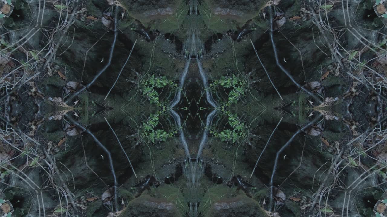 caleidoscopio de vegetación usando imágenes de bosque de wissahickon creek, philadelphia, #3