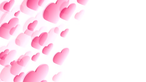 abstracto transparente 3d isométrico virtual valentine amor corazón placa de patrón móvil ilustración color rosa sobre fondo blanco animación de bucle sin costuras 4k, con espacio de copia en el centro