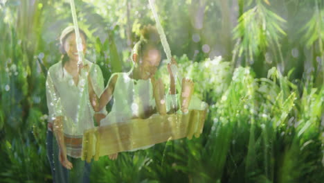 mother and daughter on a swing