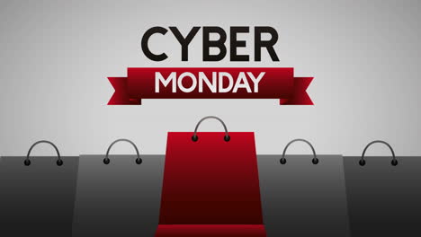 cyber monday animation with shopping bags