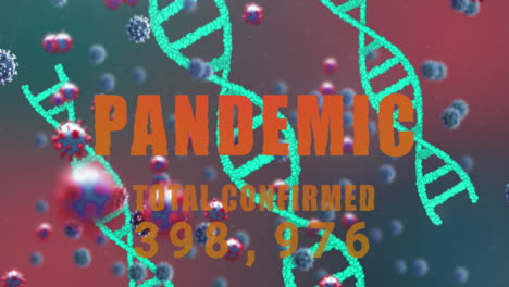 dna and coronavirus bacteria flying over pandemic total increasing.