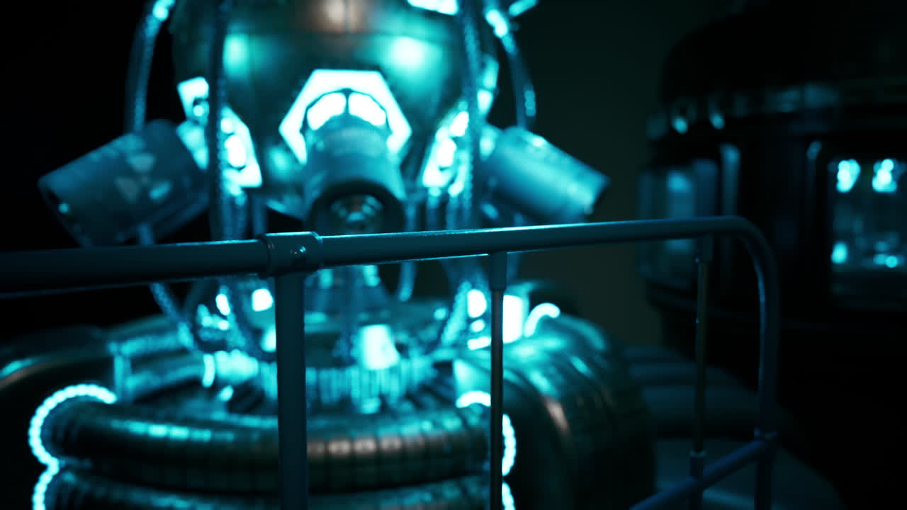 máquina futurista en un entorno oscuro