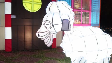 Christmas-illuminated-figure-of-a-smiling-sheep