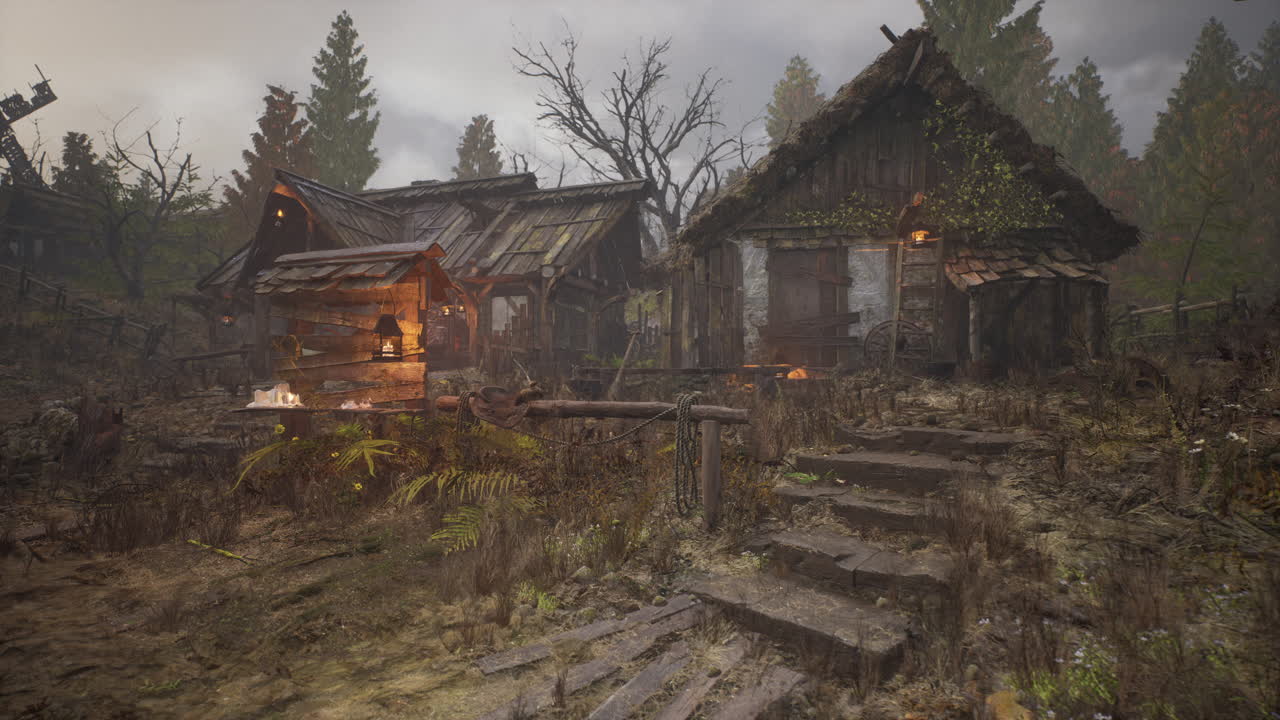cabaña de madera en el bosque de pinos en verano