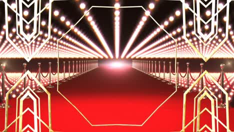 animation of gold pattern over camera flashes and red carpet venue