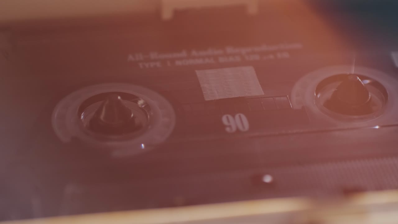Close-up of a vintage audio cassette