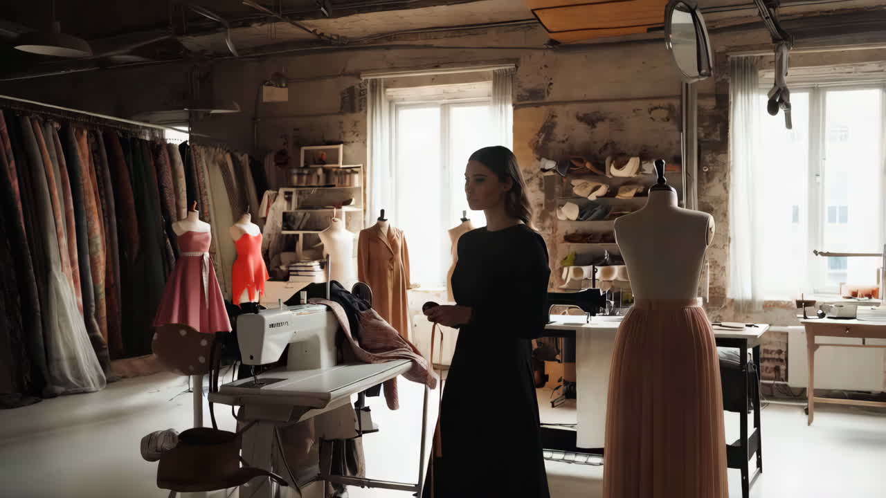 Woman Fashion Designer at Work in Design Studio