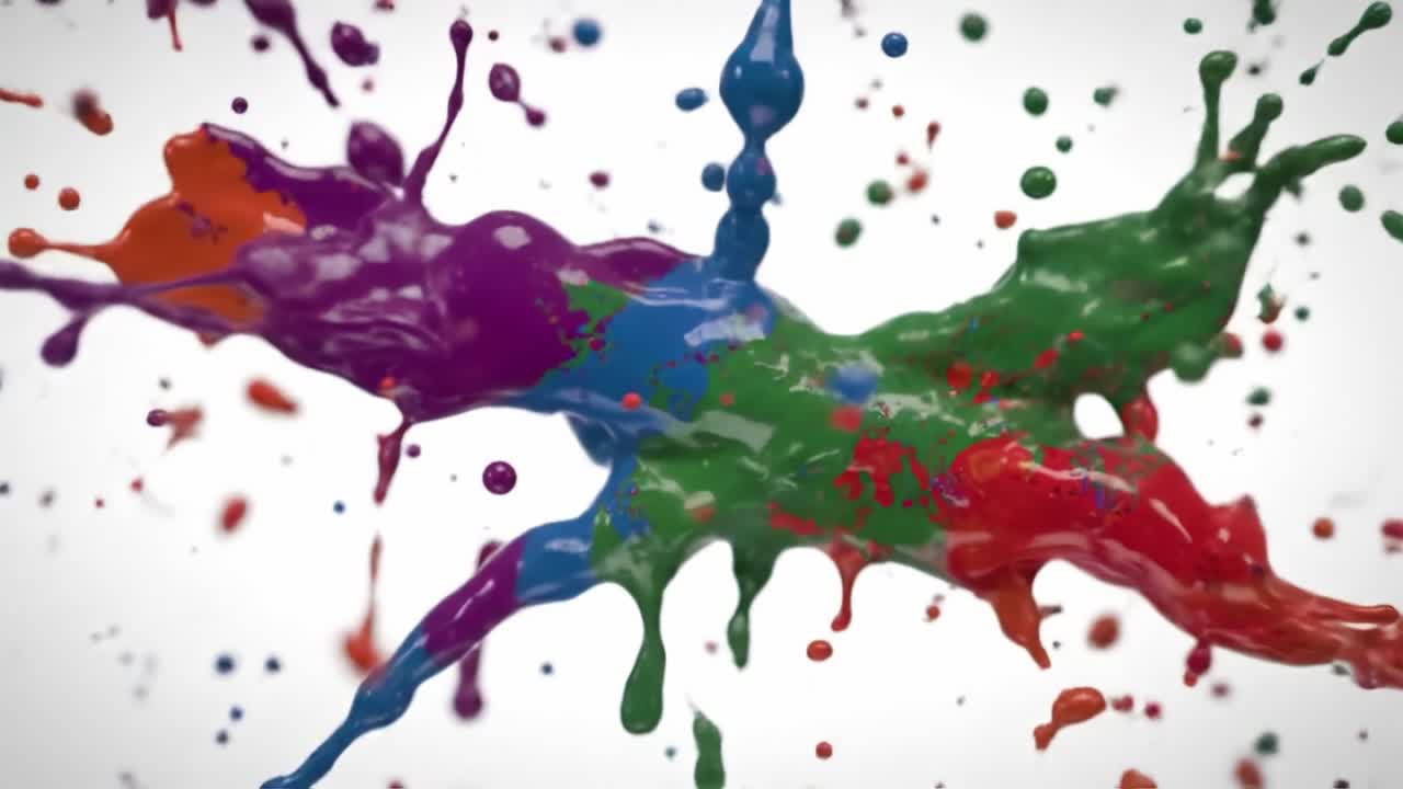 Vibrant Splashes of Color Capture Artistic Expression Through Dynamic Liquid Motion, Creating a Mesmerizing Display of Paint and Energy in an Abstract Form.