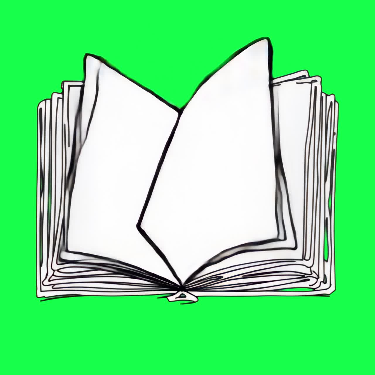 Open book sketch illustration animation, transparent 4K video, green ...