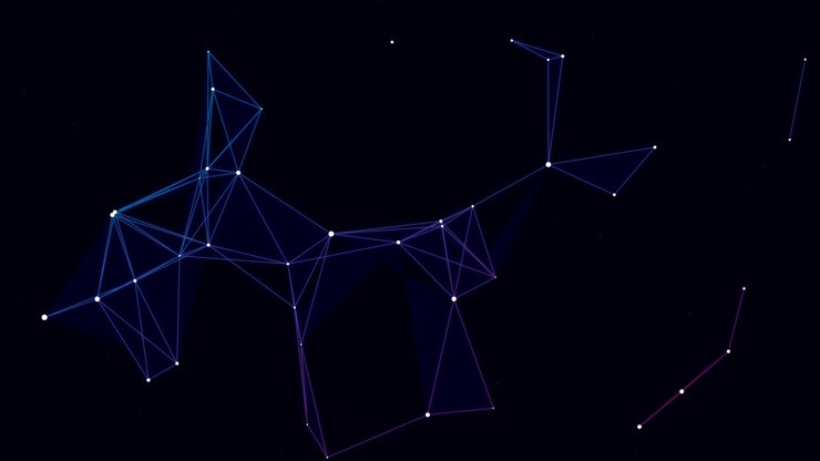 Abstract Digital Network Connection with Moving Nodes and Lines