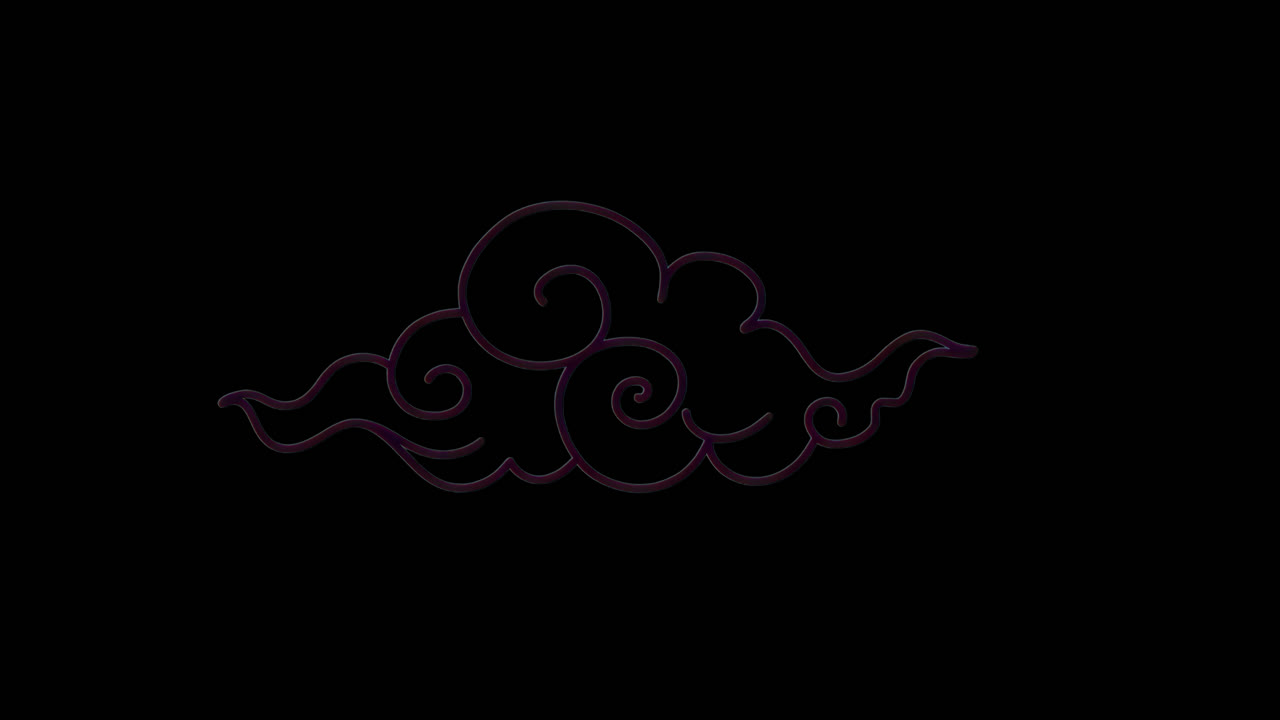 Elegant swirling cloud illustration animation isolated asset, transparent 4K video, alpha channel