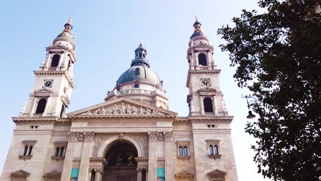 saint stephen cathedral in budapest in close up camera movement from right to left shot