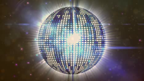 animación de una bola de espejo de discoteca girando sobre un fondo negro