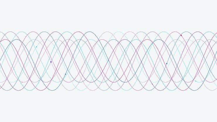 Abstract Animation of Intersecting Sine Waves with Moving Particles