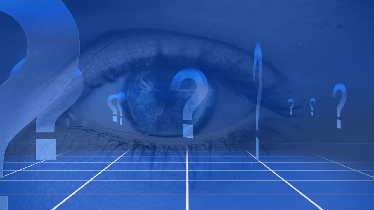 질문 표시와 함께 눈을 여는 것