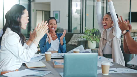 Business-people-throw-paper-in-air-for-winning