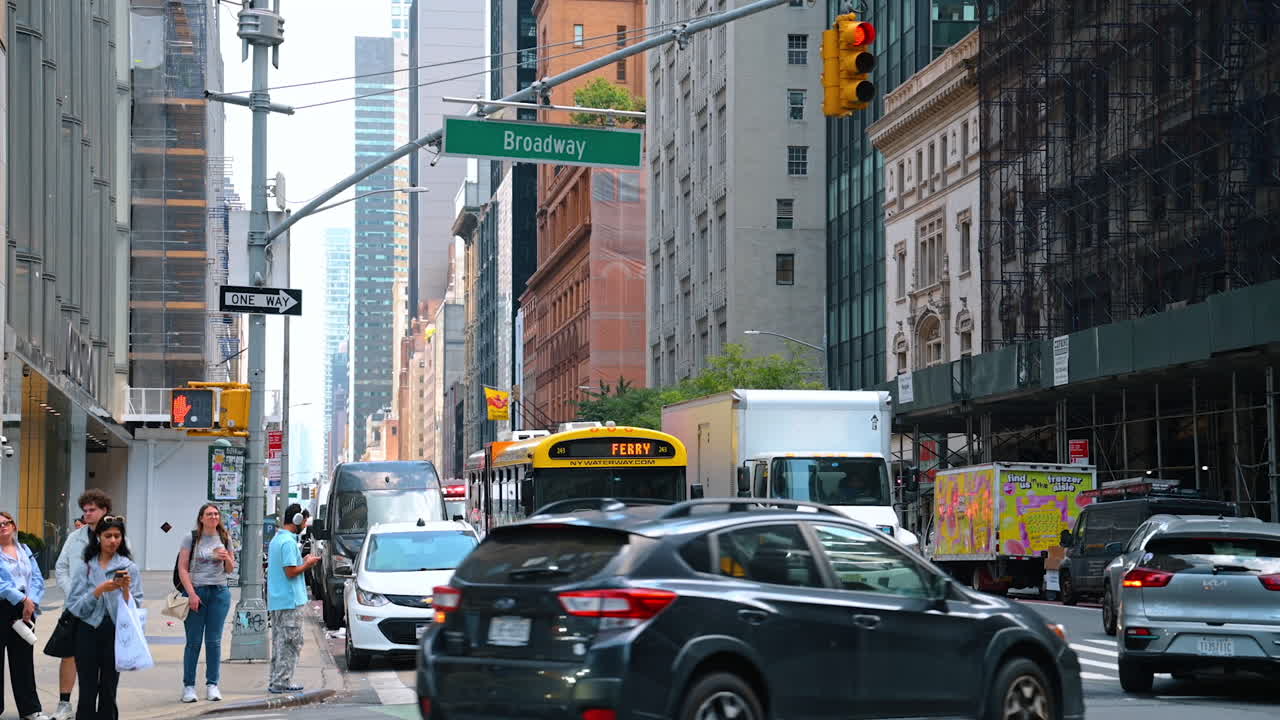 Broadway street view in Manhattan New York