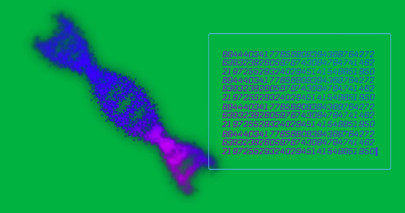 Animation of dna strand with data processing on transparent background
