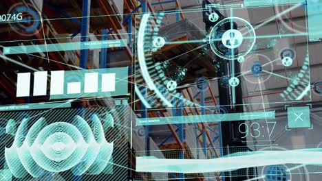 animation of data processing over warehouse