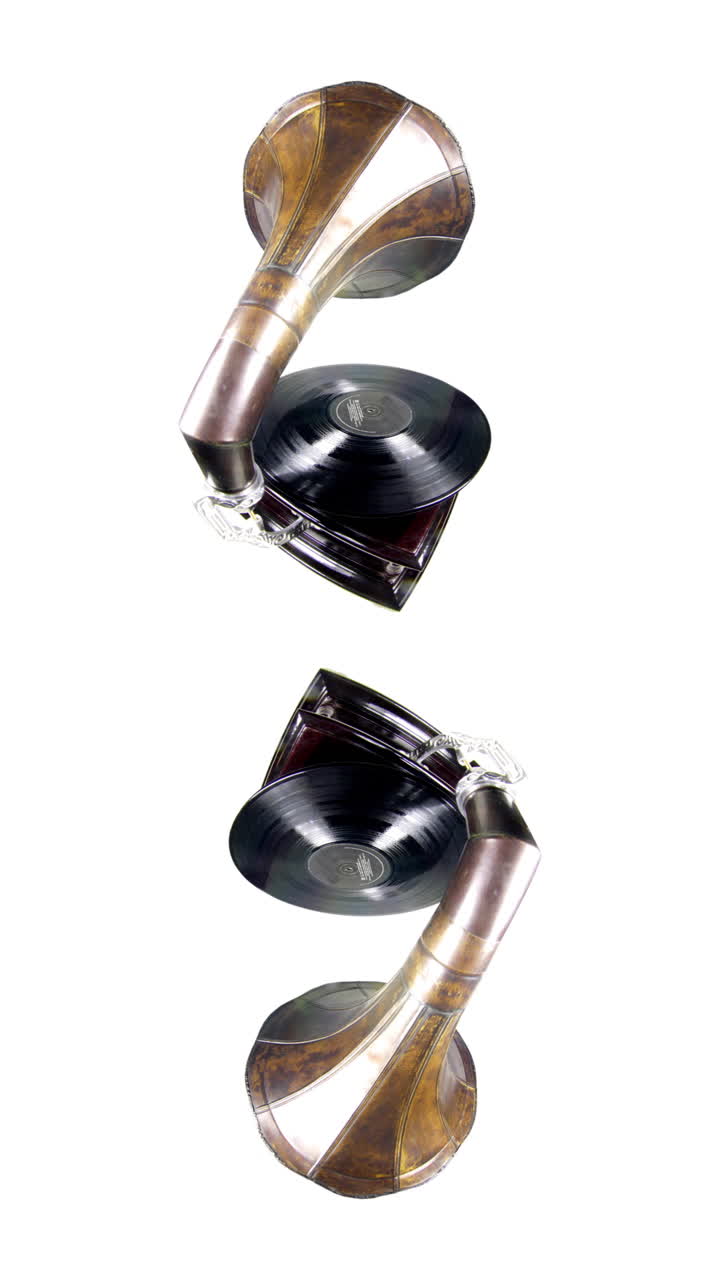 tocadiscos de gramofono giratorios abstractos en posición vertical