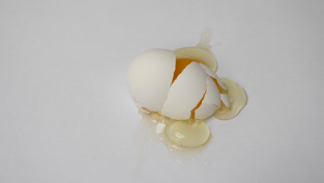 egg getting cracked on isolated white background