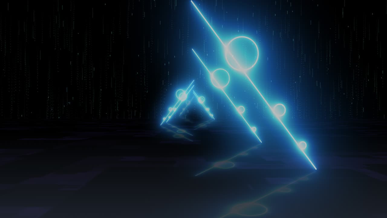 추상적인 터널 애니메이션, 네온 조명과 함께 미래의 복도, 원활한 루프 3d 렌더링