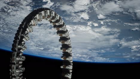 futuristic space station on earth orbit