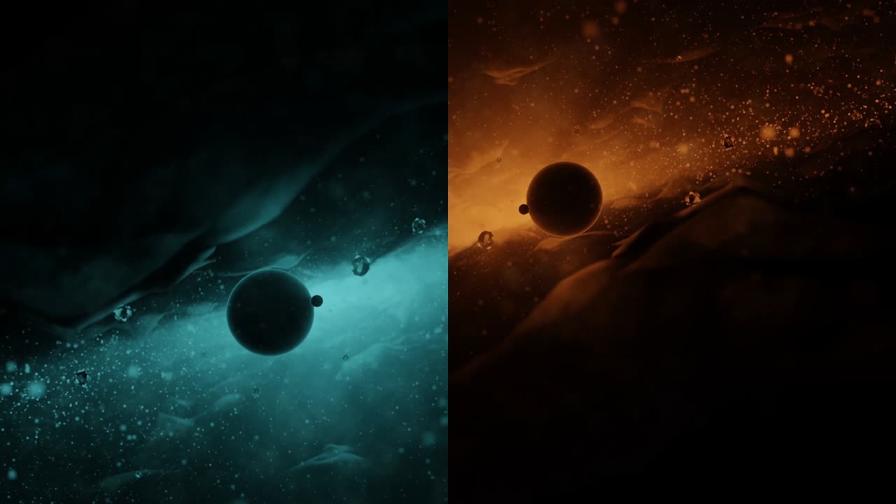 4k etéreo fondo cósmico abstracto con varias formas geométricas para títulos, logotipos, presentaciones de negocios