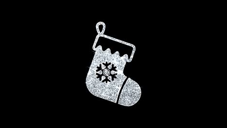 pictograma de medias de navidad icono de calcetín brillante bucle de brillo partículas parpadeantes.