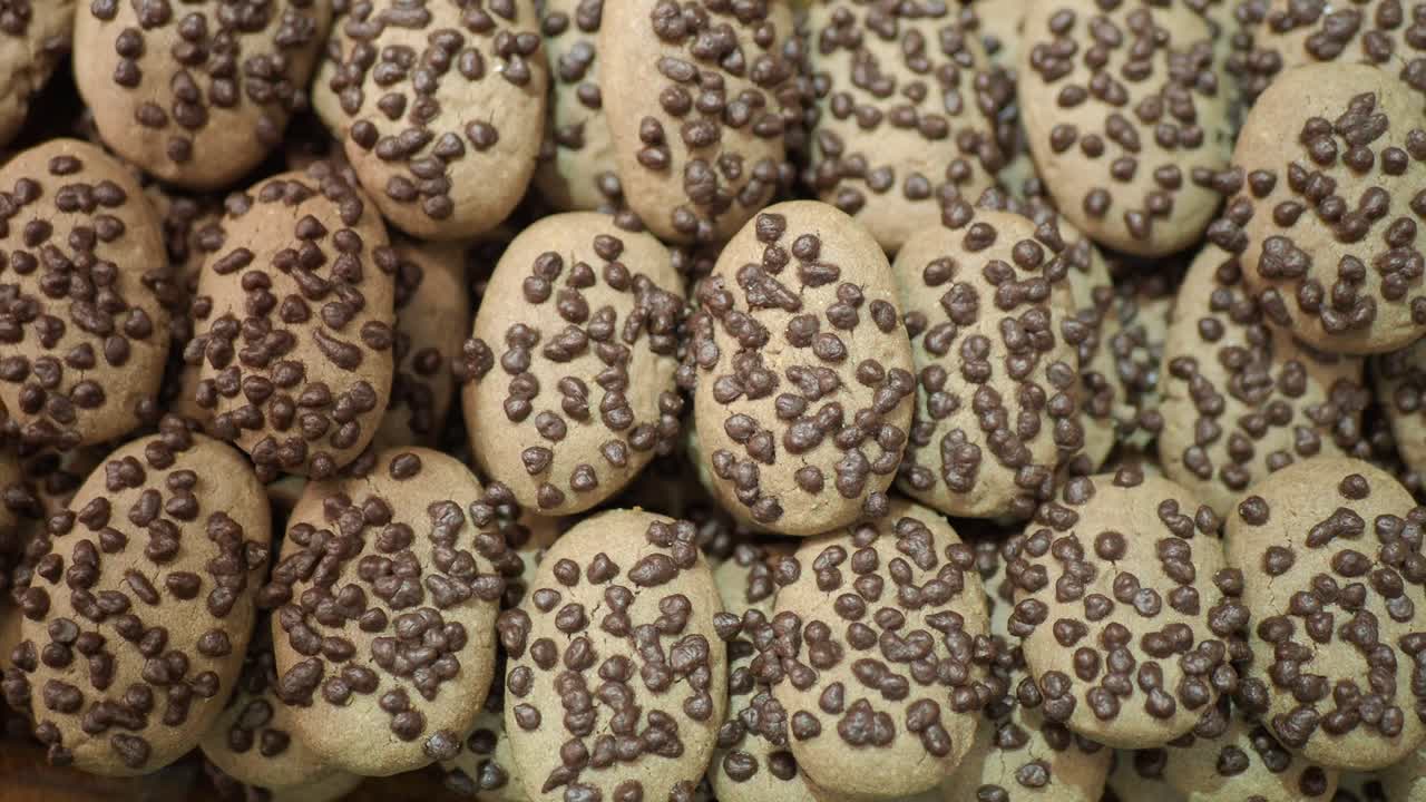 Close-up of Oval Cookies with Chocolate Chips