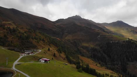 Üppiger-Grüner-Wald-Und-Die-Raue-Landschaft-Der-Bergkette-In-Rauris,-Österreich