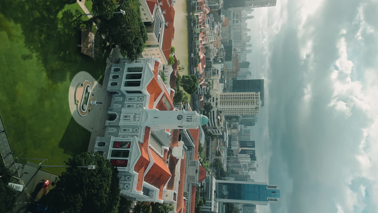 Aerial View of Fort Canning Park and Cityscape in Singapore